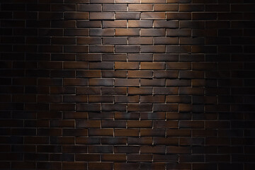 Brick Wall Texture. One spotlight at brick wall texture or background photo. Advertising or product background photo.