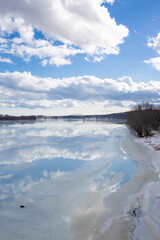 View of frozen Saint John river in winter