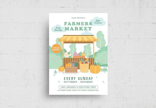 Illustrated Farmers Market Flyer Poster