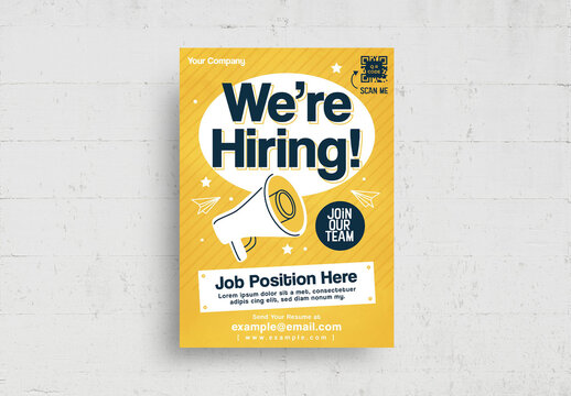 Were Hiring Job Vacancy Flyer Poster with Bold Yellow Color