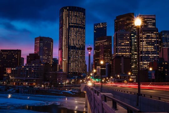 Calgary Skyline At Dawn