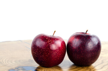 Apple, red, juicy. Apples on the table. Fruit
