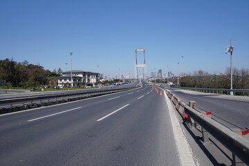 Fototapeta na wymiar Bosphorus Bridge Istanbul, 15 Temmuz Sehitler Koprusu