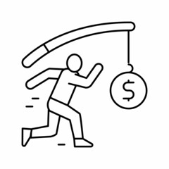 employee running for money line icon vector illustration