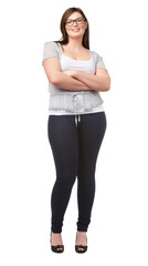 Obraz premium Self-assured young professional. Shot of a beautiful plus size model isolated on white.