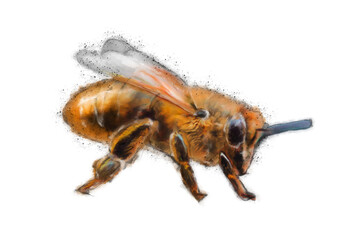 bee colored sketch. isolated white background.