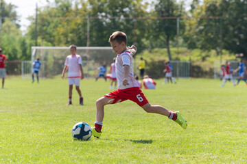 Soccer football players  team competition in the sport stadium