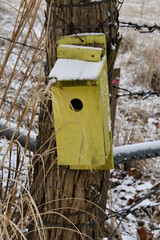 Birdhouse on a Fence Post