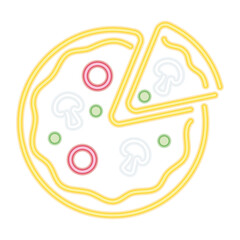 Isolated colored neon pizza icon Vector