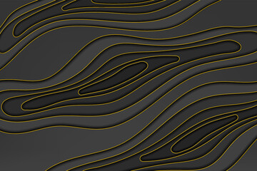 Paper cut abstract design background. Black gold color papercut shapes style for covers, poster, banner, invitation, praesentation