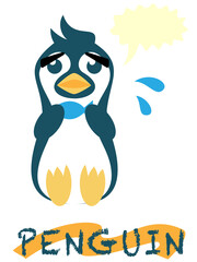 魚を抱えて困っているペンギン　輪郭線無し