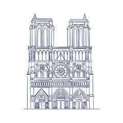 Isolated sketch of Notre Dame Vector