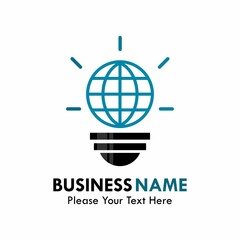 Bulb with world logo template illustration