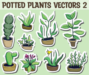 Set of Potted Plants Vectors 2