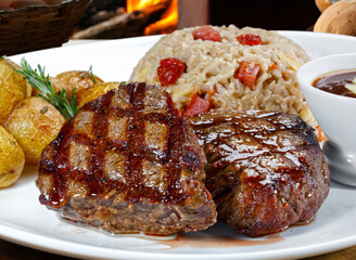 meat rice vegetables potato