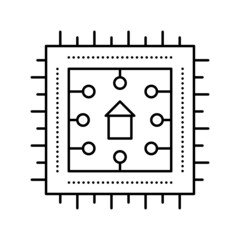 chip of smart home system line icon vector illustration