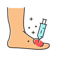 syringe treatment foot gout color icon vector illustration