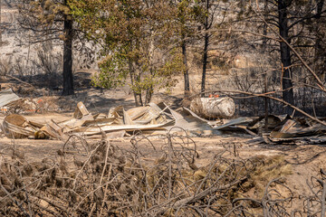Fototapeta na wymiar Aftermath of the Two-Four-Two fire that burned parts of Chiloquin, Oregon
