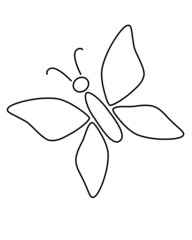 Stylized linear Butterfly - a vector picture for coloring. Outline. Butterfly - a sign from simple shapes