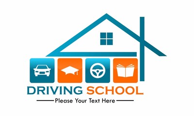 Driving school logo template illustration