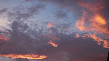 Fototapeta na wymiar Beautiful background sky with clouds in sunset