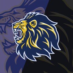 Wild Lion Roaring Head Esport Sports Mascot Design Template