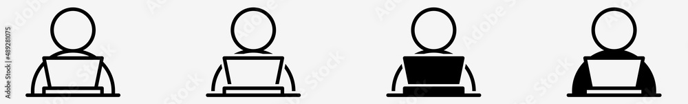 Canvas Prints employee icon laptop employee blogger set | employees icon home office blogger computer scientist ve