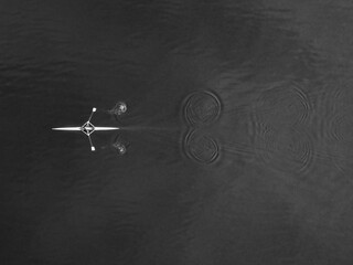 Boating scene viewed from the top