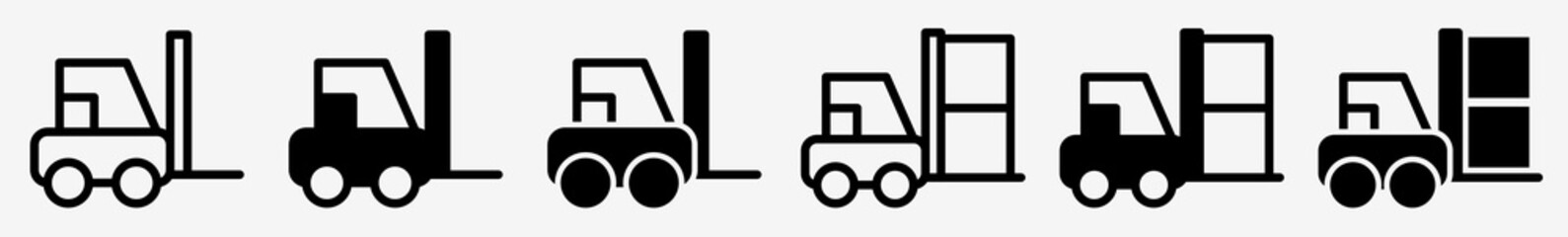 Forklift Icon Warehouse Forklift Truck Set | Forklifts Icon Container Vector Fork Lift Illustration Logo | Forklift-Icon Isolated Forklift Collection