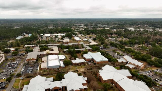 Aerial video college campus in Tallahassee Florida USA
