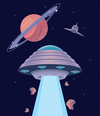 ufo and saturn planet © Jemastock