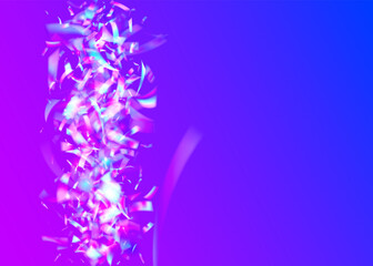 Iridescent Confetti. Webpunk Art. Kaleidoscope Effect. Flying Foil. Party Multicolor Gradient. Transparent Background. Shiny Burst. Purple Disco Glitter. Blue Iridescent Confetti