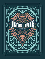 Whiskey label with old frames