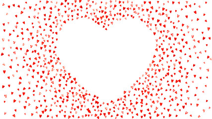 Grunge heart background for Valentines day with red glitter. February 14th day. Vector confetti for grunge heart background. Hand drawn texture. Love theme for flyer, special business offer, promo.
