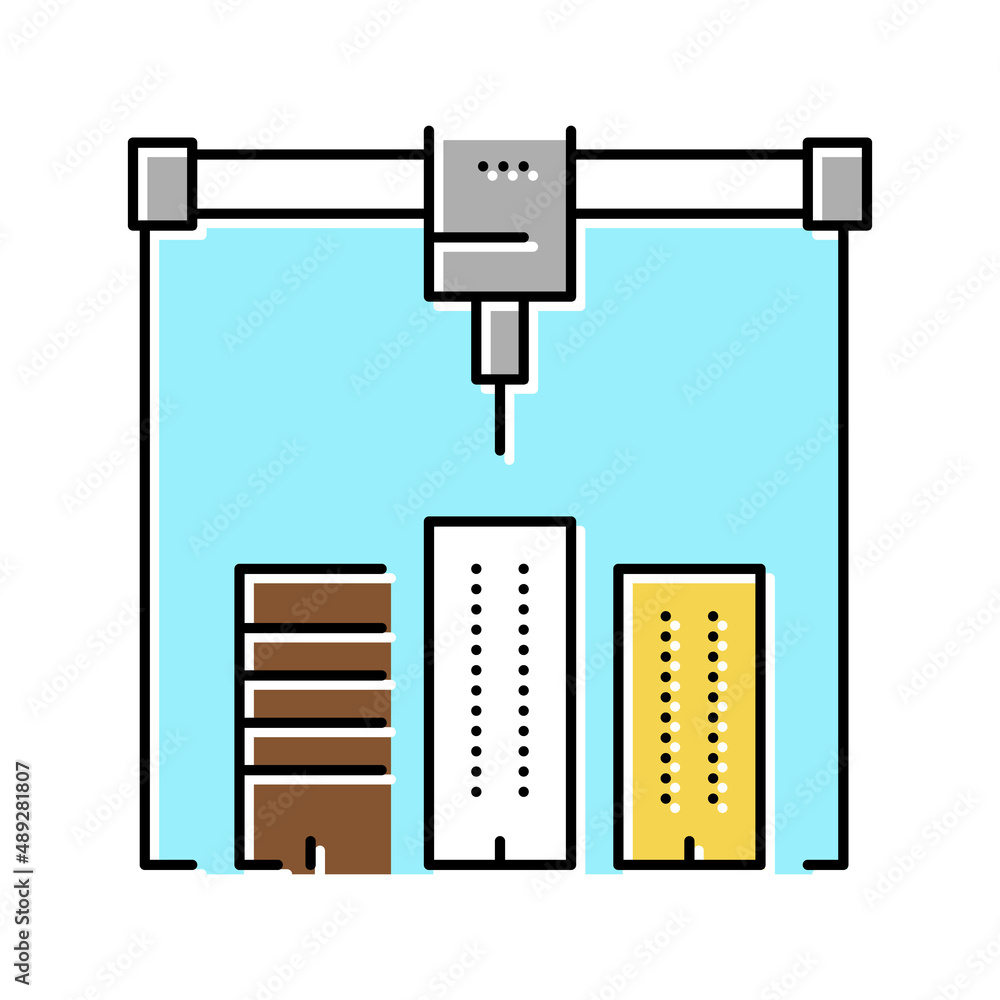 Poster building layout 3d printer color icon vector illustration