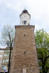 Clock Tower at the center of town of Gabrovo, Bulgaria