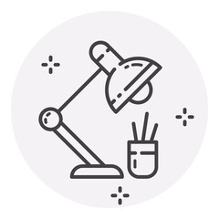 School Desk Lamp Flat Icon Isolated On White Background