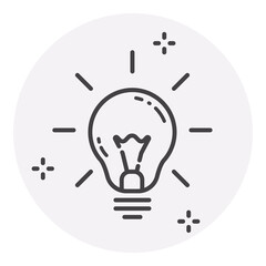 Idea Bulb Shining Flat Icon Isolated On White Background