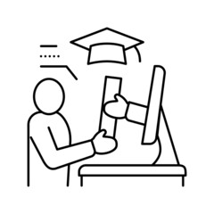 online graduate line icon vector illustration