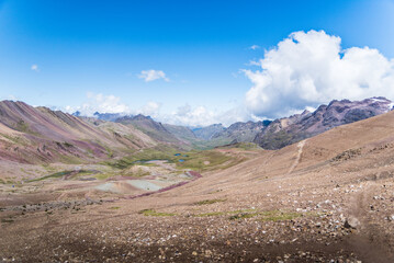 Landscape views of the Andes Mountains in Peru. 