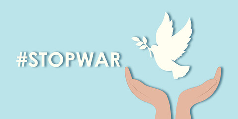  Hands Letting a Dove of Peace into the Sky International Day of Peace Stop War Paper Cut Style