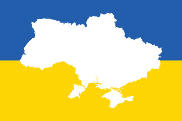 White Ukraine map peace on Ukraine flag