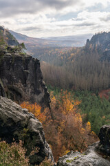 View of Rauschenstein. On top of a cliff in Saxon Switzerland