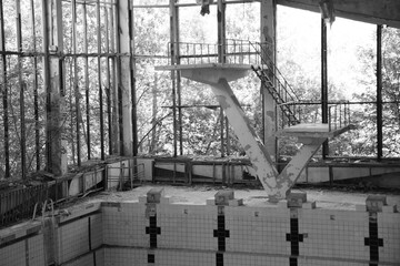 Azure Swimming Pool in Pripyat, Chernobyl, Ukraine
