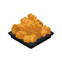 イラスト素材：山盛り唐揚げの皿