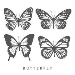 Fototapeta na wymiar Butterfly. Silhouette icons set of spring butterflies. Carve collection.