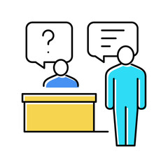 employee reporting boss color icon vector illustration