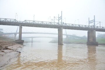dawn with fog in the background bridge