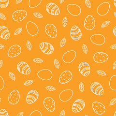 Easter eggs seamless pattern background yellow white - 489286020