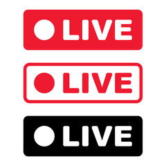 A set of logo icons for live streaming. Live TV and social media broadcasting. Vector.